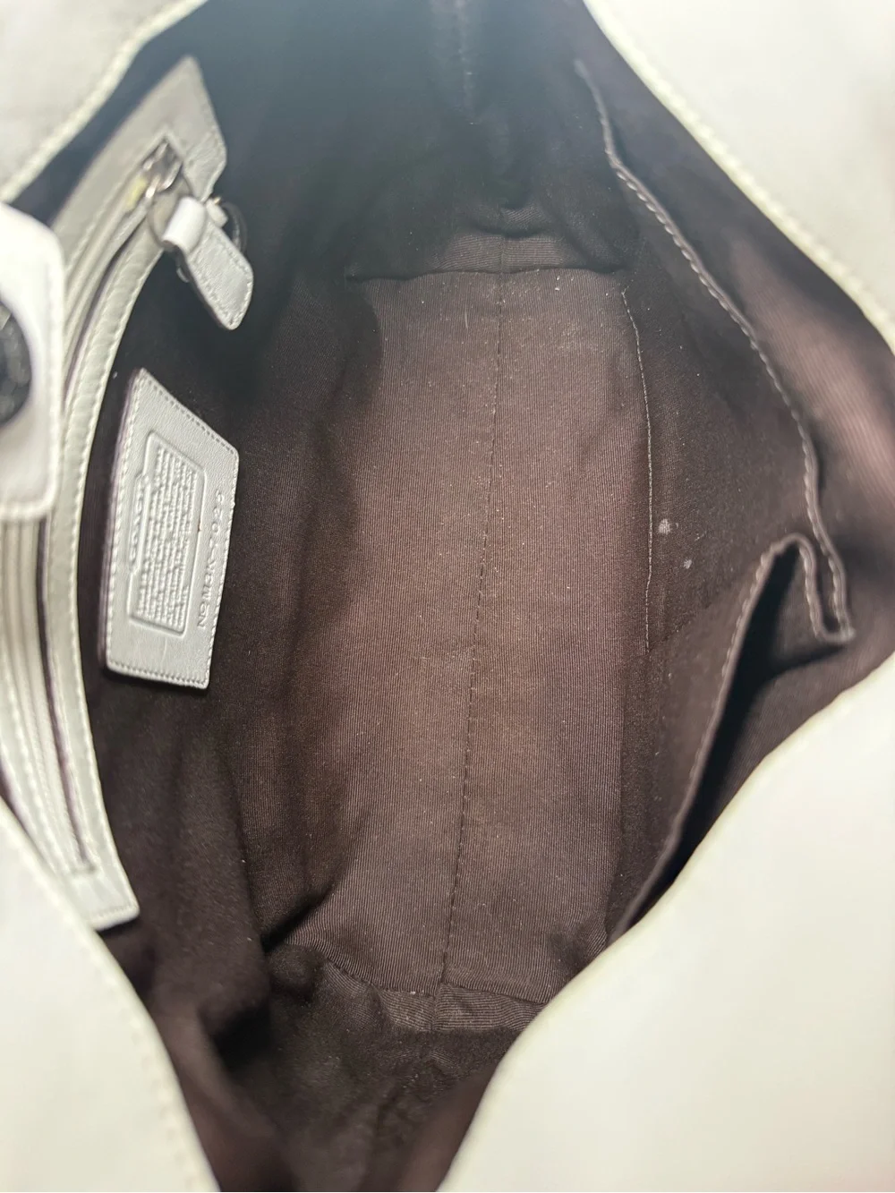 Coach Signature Shoulder Bag in Beige and White